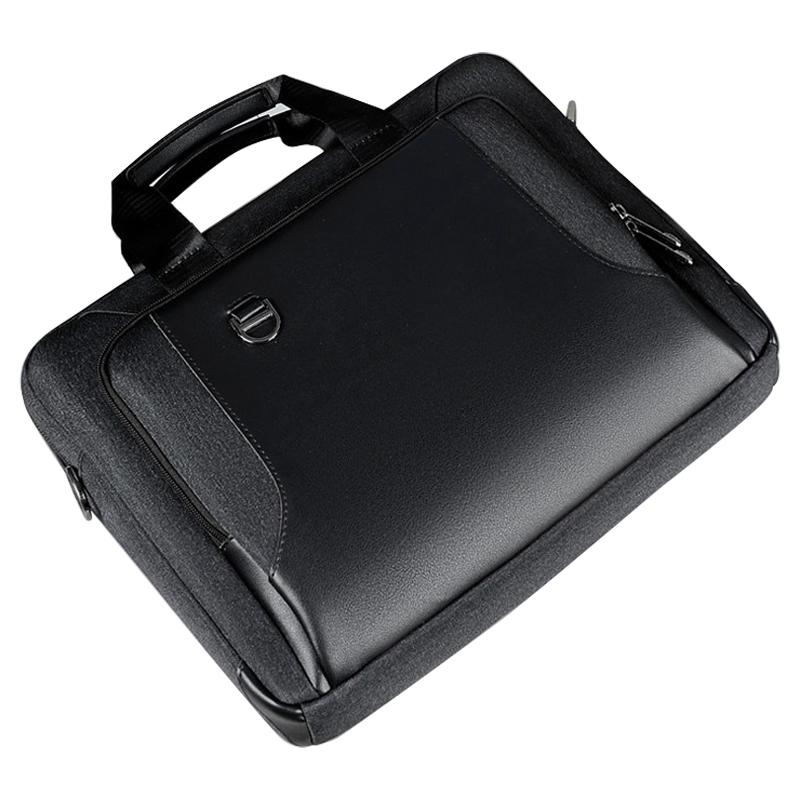 

j. Qmei 971 Verdickung Typ Business Aktentasche 13.3 / 14-zoll-laptop-schockdroseltasche Notebook Mit Handtasche Mit Schultergurt - Schwarz, MacBook Air 13 inch (2022)
