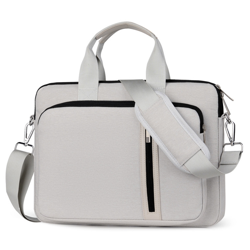 

966 13.3 / 14-zoll-schockdoß-laptop Tragetasche Business Aktentasche Oxford Stoff Notebook Schutzhandtasche Crossbody Tasche - Beige, MacBook Air 13 inch (2022)