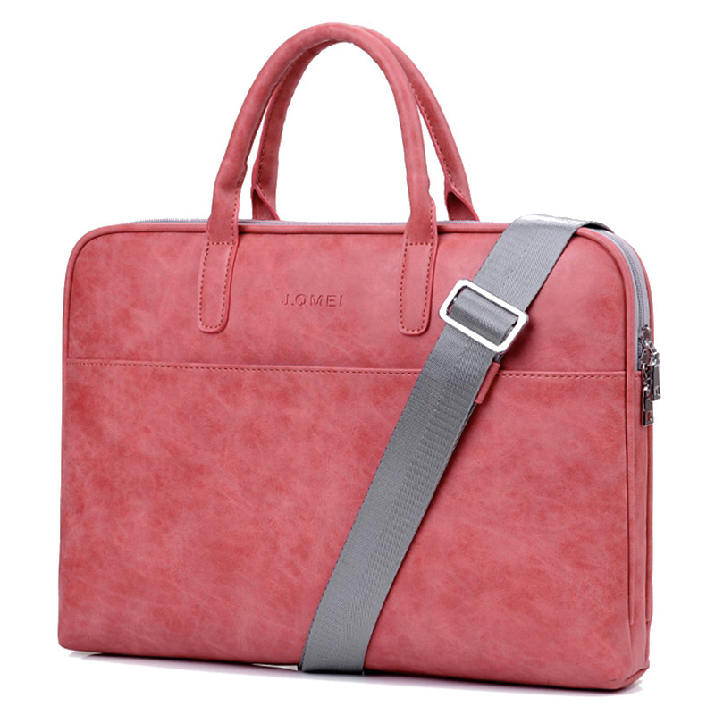 

j. Qmei 933# 14 '' Kratzfeste Laptop Handtasche PU Leder Notebook Computer Reißverschlussbeutel Mit Schulterdick, Upgrade-version, Upgrade-version - Rot, MacBook Pro 14 inch (2021)