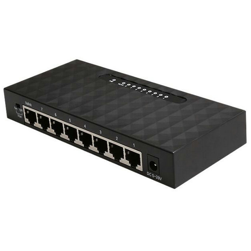 

8-Port Gigabit Ethernet Switch Home Network Hub, Office-ethernet-splitter, Plug-and-Play, Desktop Silent Gigabit Switch - UK Plug
