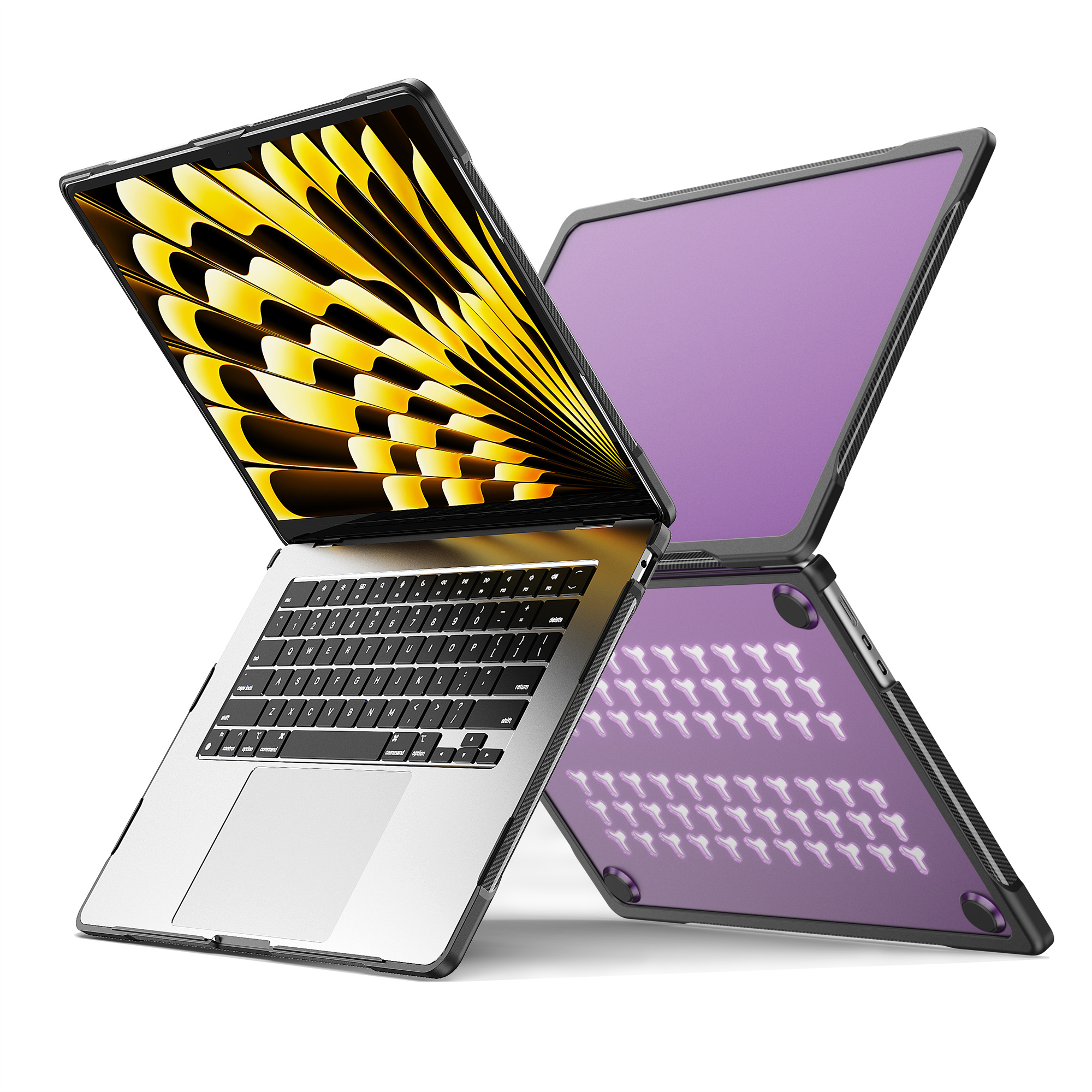

Für Macbook Air 15 Zoll (2023) A2941 Sailor Series Laptop Case PC+TPU Anti-scratch-notizbuch-cover - Transparent Lila, Macbook Air 15 inch (2023)