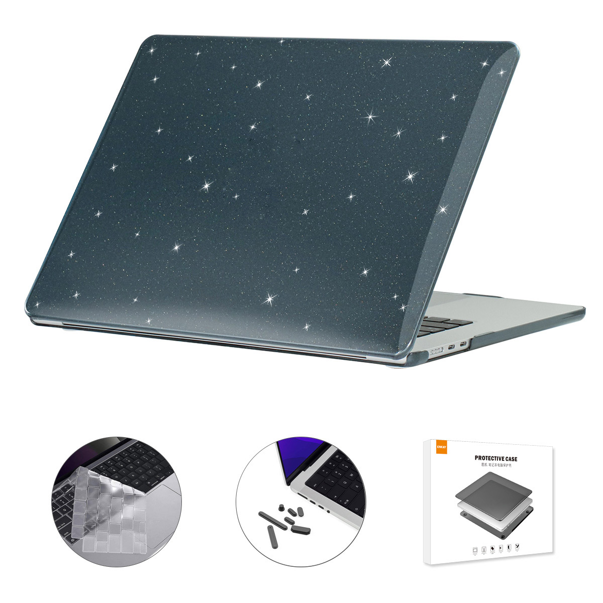 

Enkay Hat Prince Für Macbook Air 15 Zoll (2023) A2941 (eu-version) Glitzer-pc-laptop-hülle Mit Tpu-tastaturfilm + Staubdicht - Schwarz, Macbook Air 15 inch (2023) A2941 (EU Version)