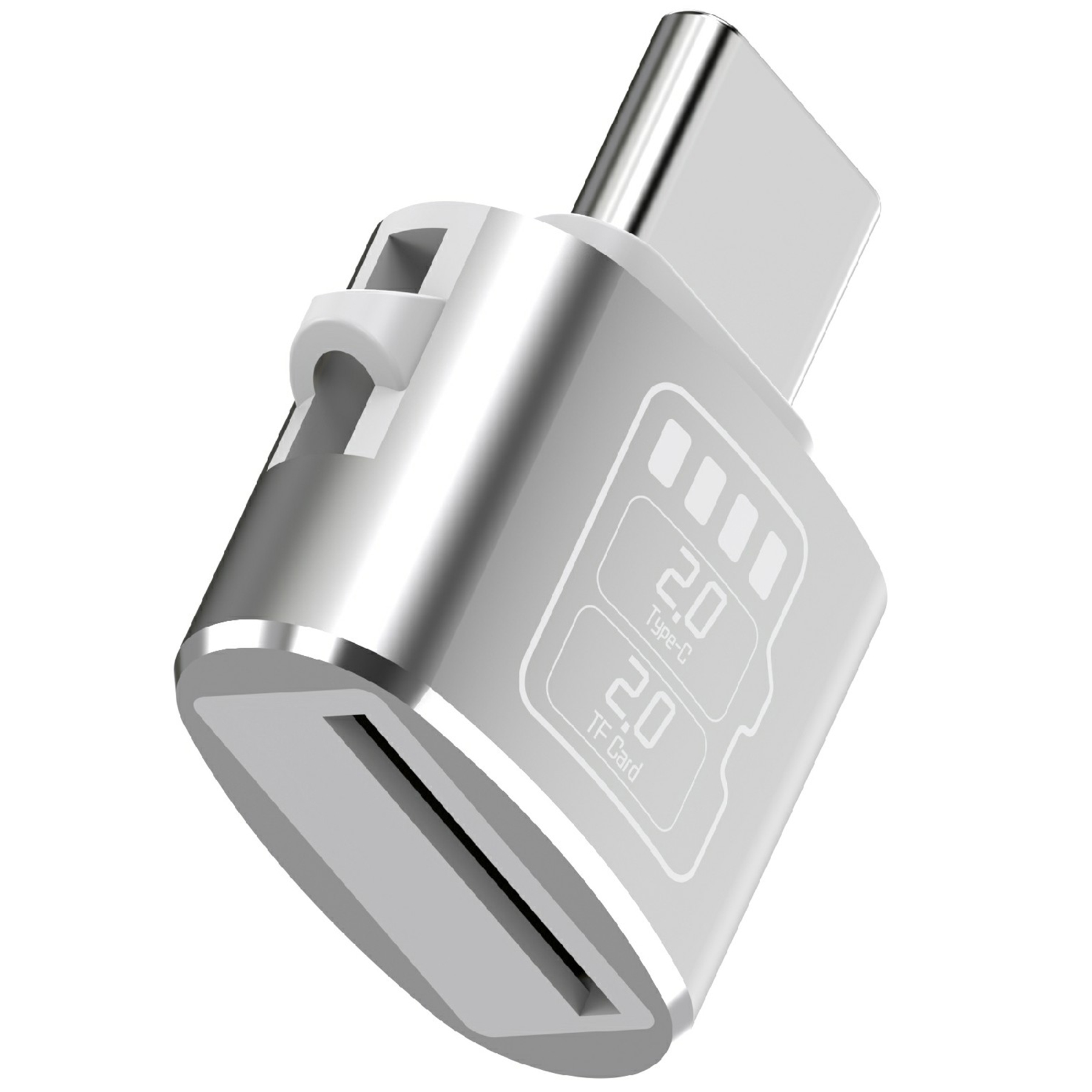 Aluminum Alloy Mini Type-C Card Reader Supports Up to 2TB TF Card, 25MB / s Read Speed - Silver