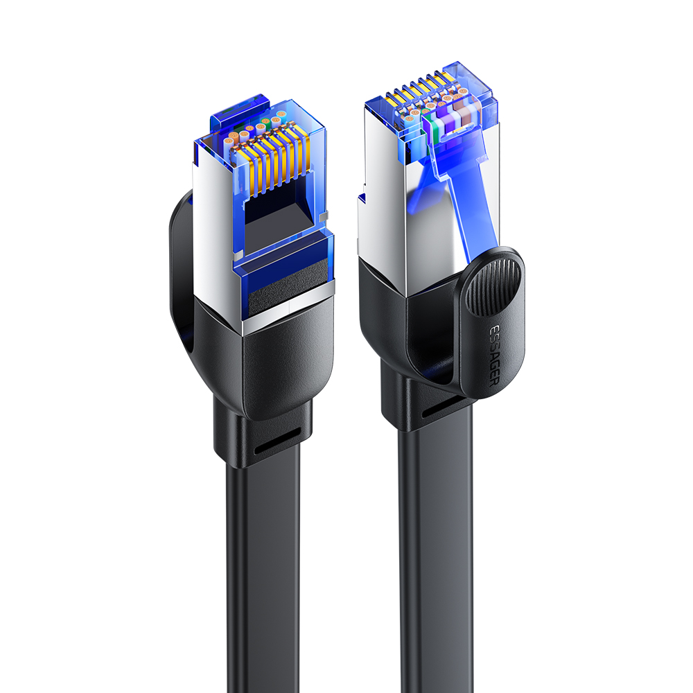 ESSAGER EXCWXY-JH01-P PVC 10m CAT8 Ethernet Flat Cable Home Office 40Gbps 2000MHz Network Cable