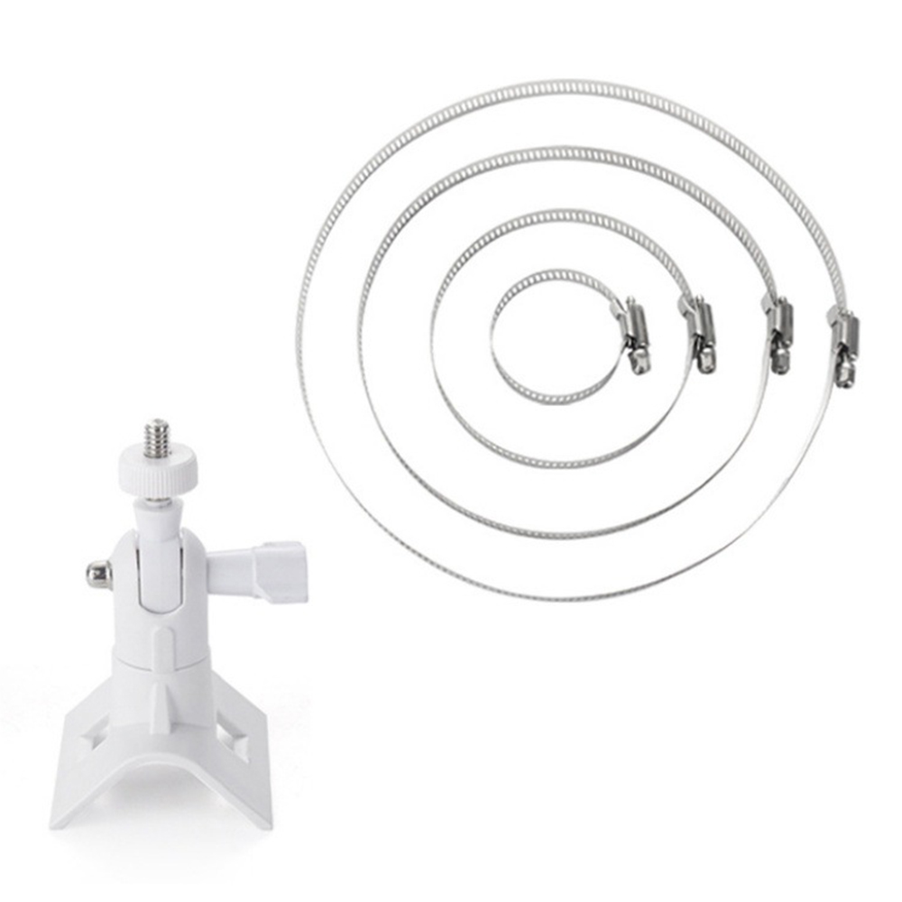 For CCTV Camera 360 Degree Rotatable Pole Mount Bracket with 1/4 Inch Universal Screw Hole Security Camera Clamp Stand - White