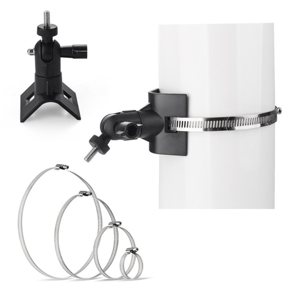 For CCTV Camera 360 Degree Rotatable Pole Mount Bracket with 1/4 Inch Universal Screw Hole Security Camera Clamp Stand - Black