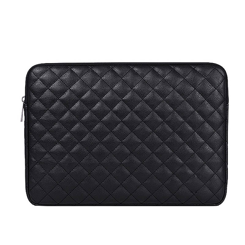 

Waterproof Shockproof Rhombic Texture PU Leather Laptop Bags for 15.6-inch Laptop Computer - Black