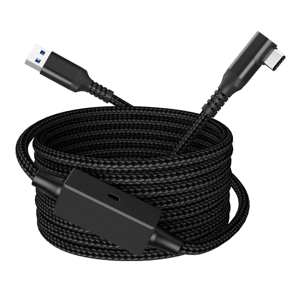 For Meta Quest 3 / PICO 4 VR Data Cable 5m USB to Type-C PC Link Streaming Fast Charging Cord with Amplifier