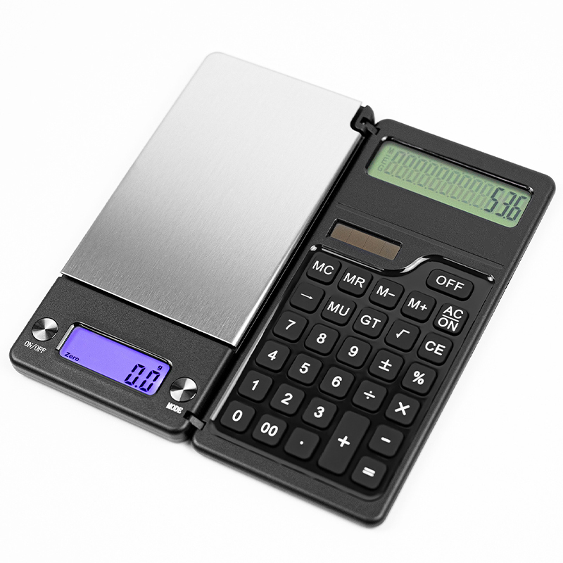 High Precision Portable Mini Electronic Scale + Calculator 2-in-1 Folding Compact Smart Scale Counter