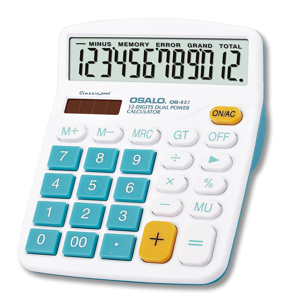 

OSALO OS-837VC Business Office Großer Bildschirm-abs-rechner 12-ziffer Solar / Batterieantrieber Desktop -taschenrechner - Blau
