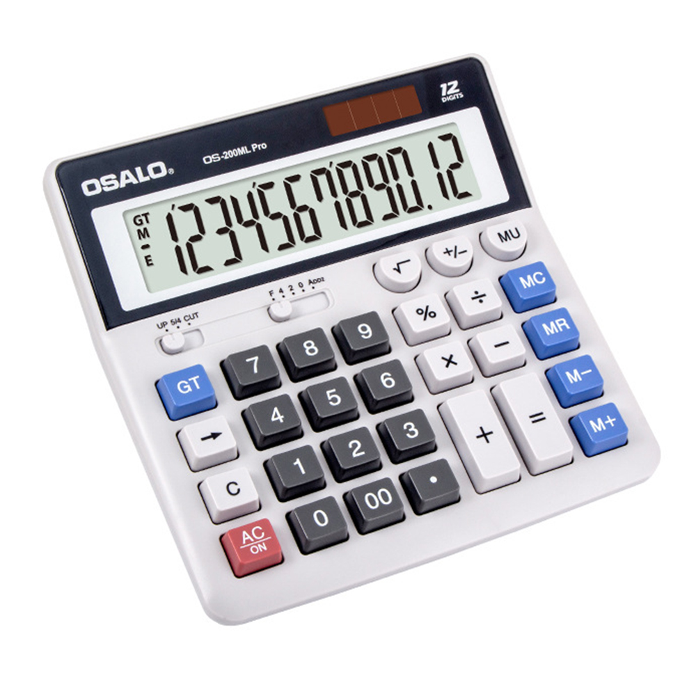 

Osalo Os-200ml Großer Bildschirm-rechnungsrechner Solar / Batteriebetriebener 12 -stelliger Finanzrechner, Englische Version