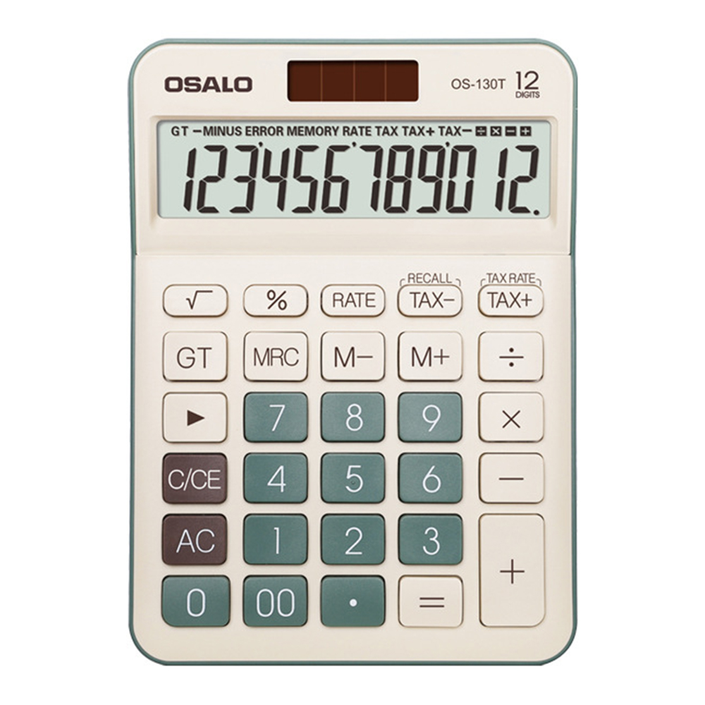

OSALO OS-130T Solar Power Großer Bildschirm Abs-desktop-rechner 12-ziffer Finanzbuchhaltung Taschenrechner - Grün