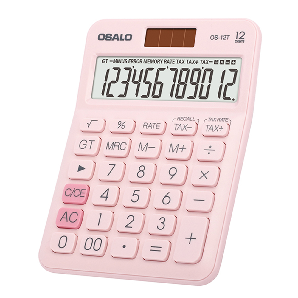 

OSALO OS-12T Portable Selseldal-notz-abs-steuersatzrechner 12 Ziffern Office School Taschenrechner - Rosa