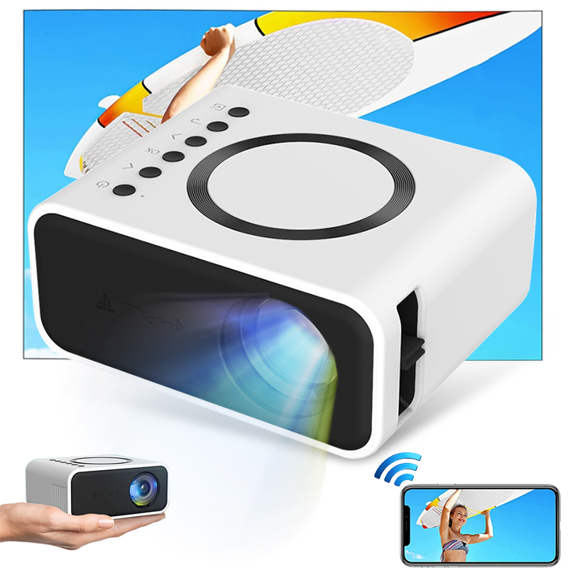 

T300S 320x240 24ansi Lumen LCD Projector Home Theatre Mini Projector Support Kabel Verdrahtet / Drahtloser Synchronisationsbildschirm - Weiss / US -stecker