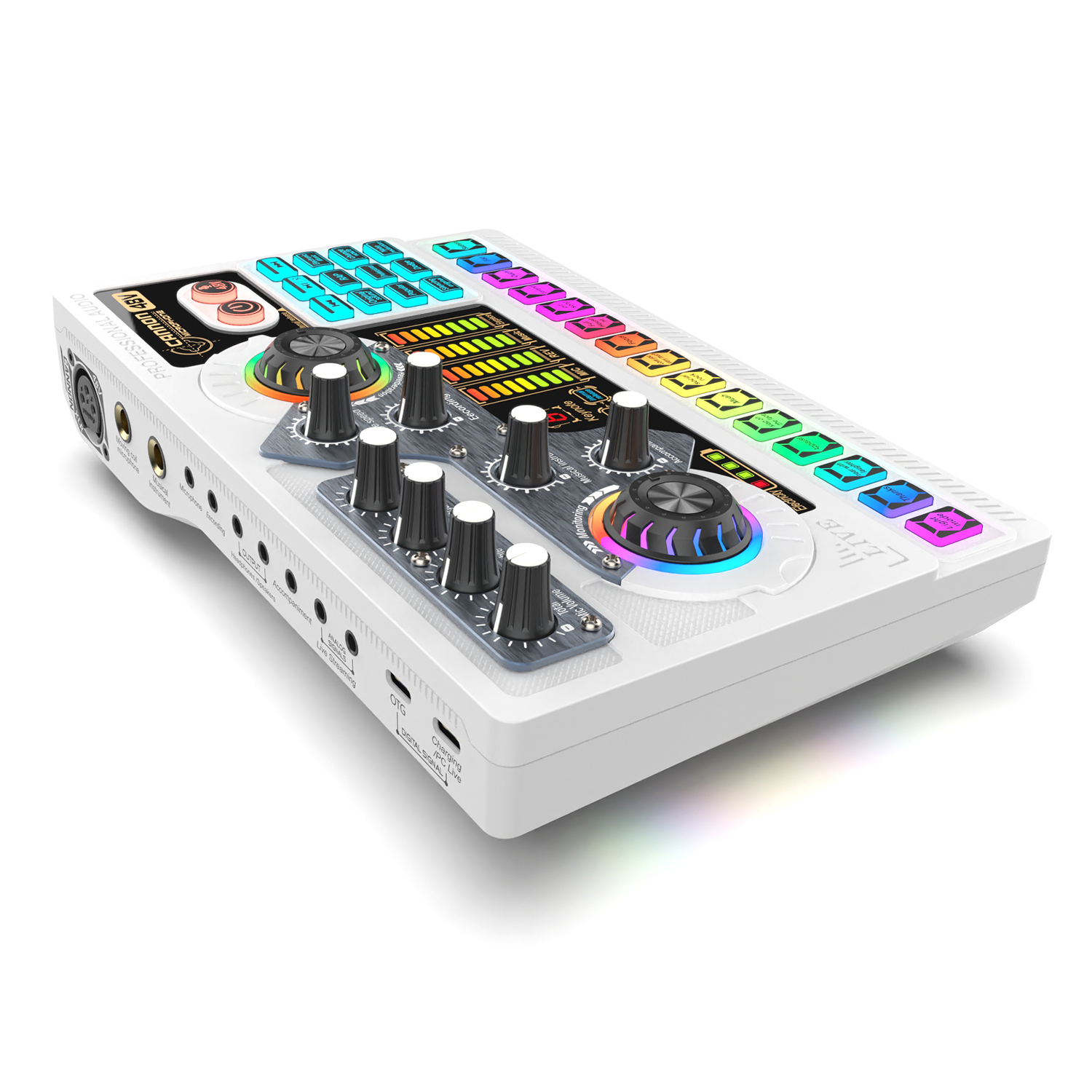 

X5 Multifunktional Wireless Bluetooth Mic Sound Card 48V HiFi Aufnahmegeräte Professioneller Soundcard -audio -mixer - Weiss