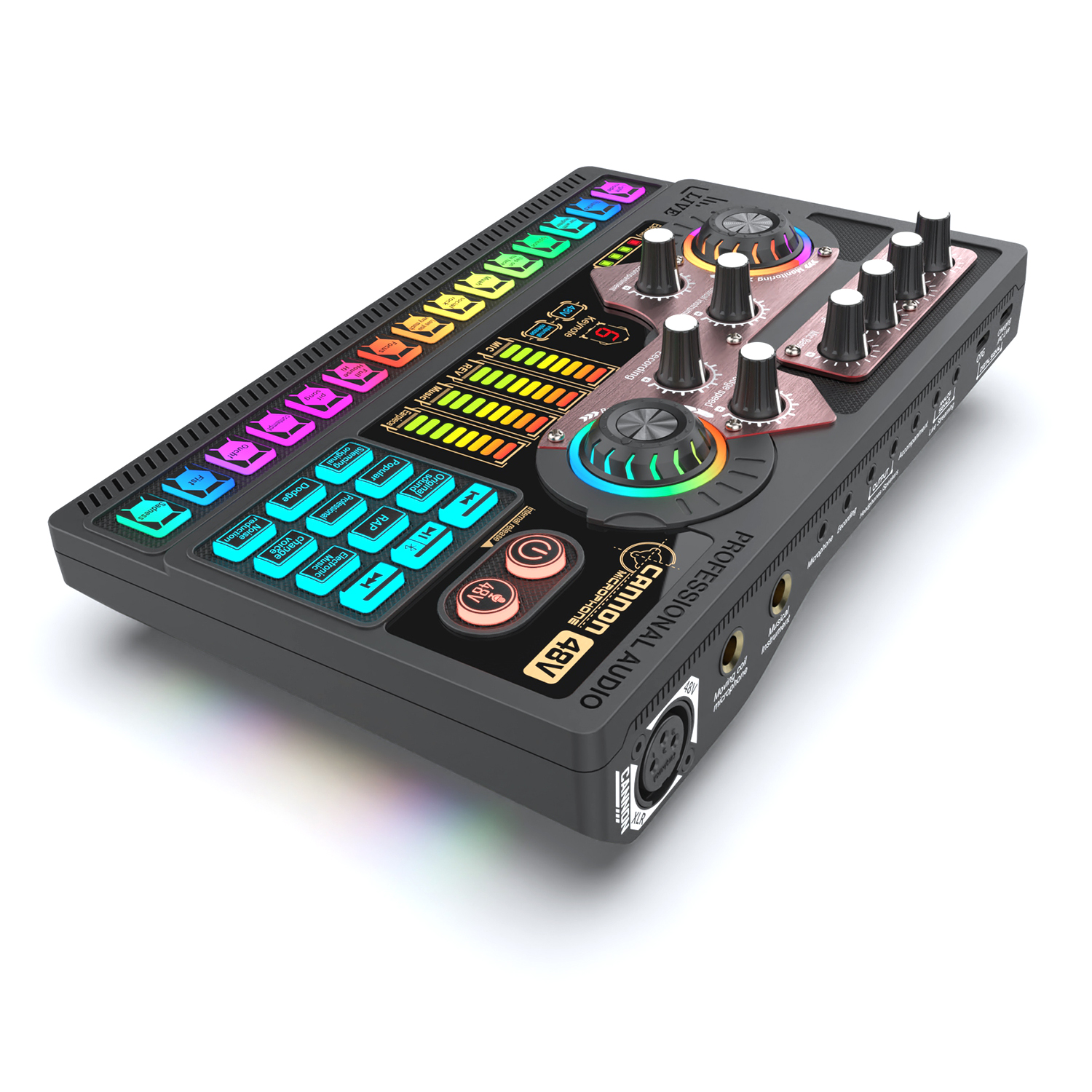 

X5 Multifunktional Wireless Bluetooth Mic Sound Card 48V HiFi Aufnahmegeräte Professioneller Soundcard -audio -mixer - Schwarz