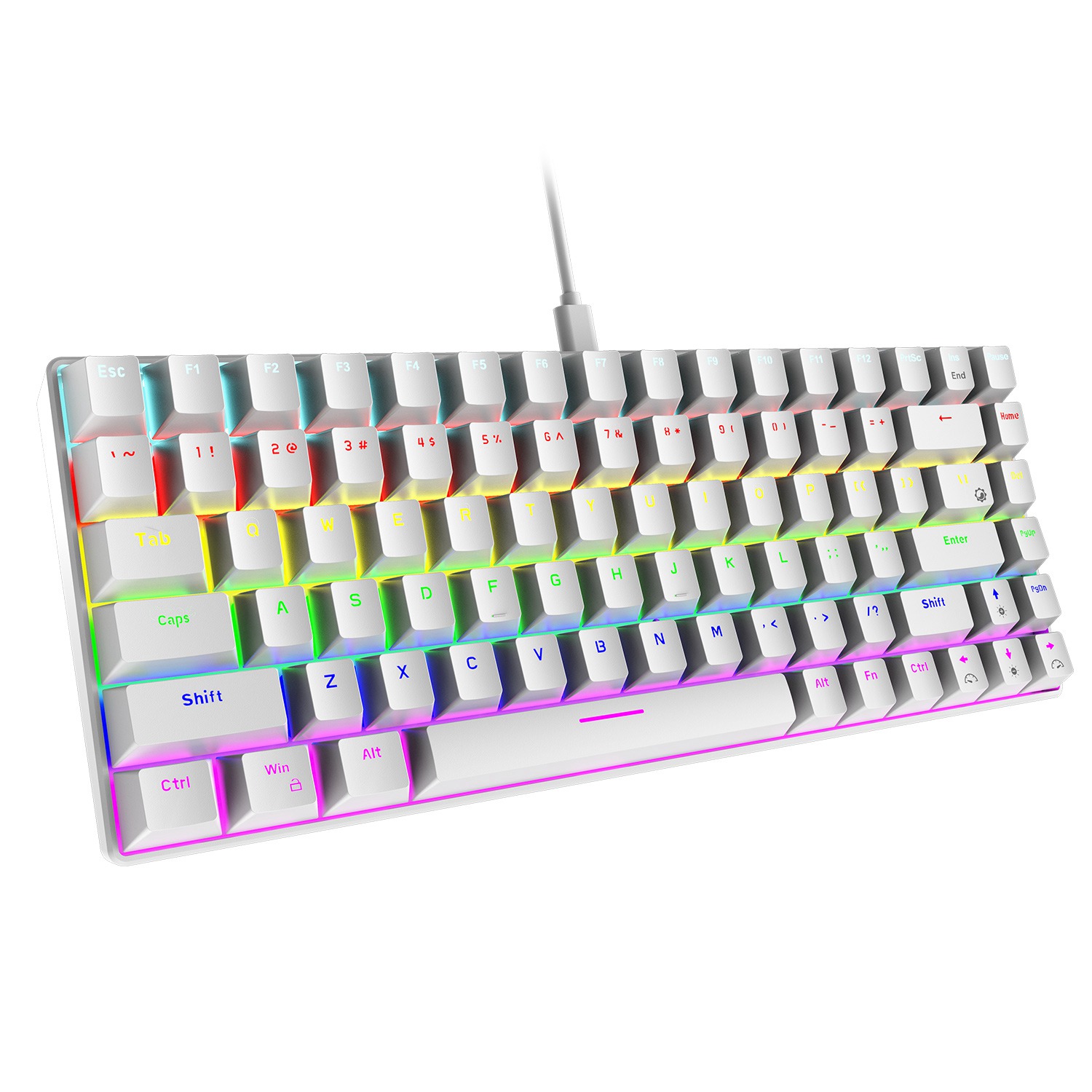 

Ziyoulang K84 Computer-laptop-gaming-tastatur USB Wired Bunfle Rückenbeleuchtung 84-taste Mechanische Tastatur - Weiß / Rotschalter