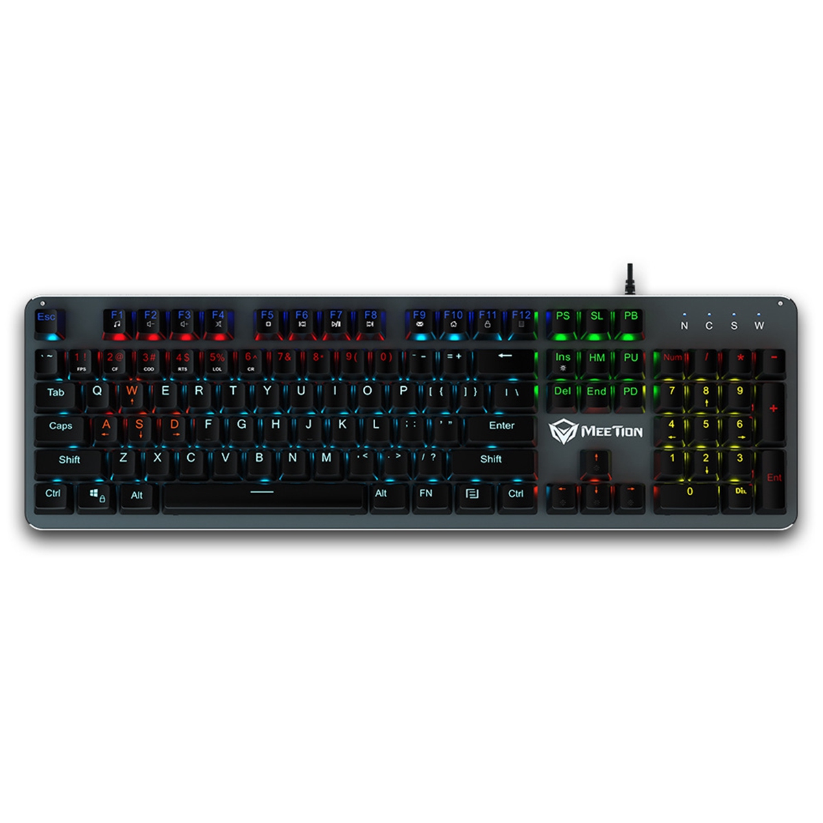 

Meetion MK007 Computer Gaming-tastatur USB Wired Bunful Back Ligit 104-taste Mechanische Tastatur - Grau