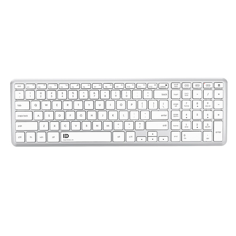 

Fude K602T Dual-Mode Ultra-dünner Drahtloser Tastatur Wiederaufladbar Tragbare Bluetooth-tastatur Für Laptops - Silber-