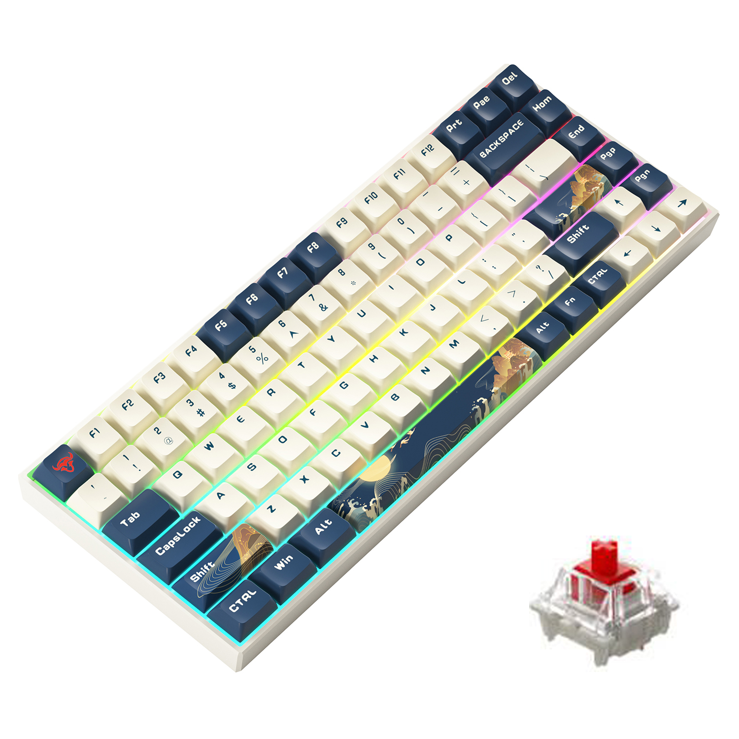 

Iblancod K84 Wiederaufladbar Bluetooth / Verdrahtet / Mechanische Tastatur Der Drahtlosen Tastatur RGB Backbeleuchtung 84-taste - Stil A / Rotschalter