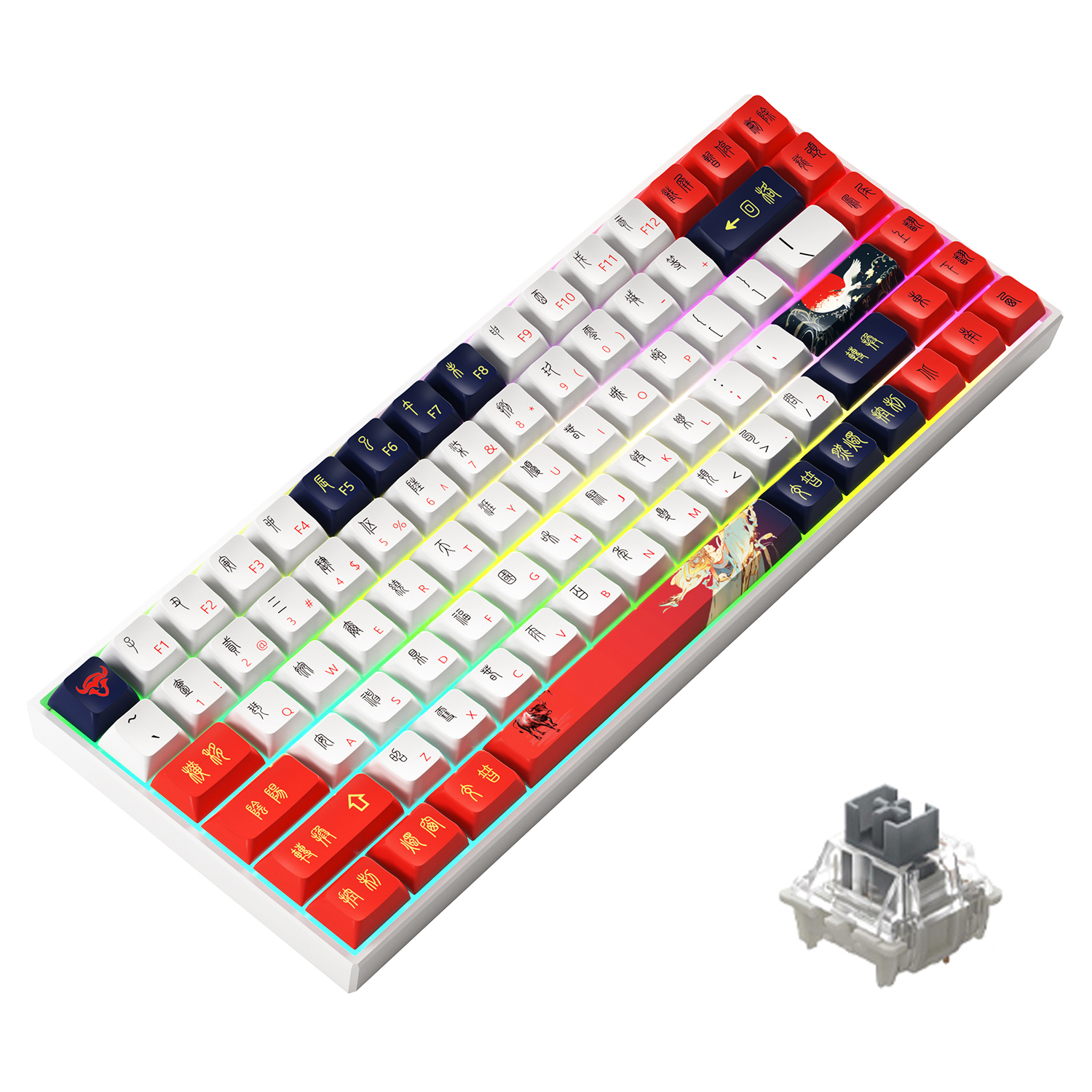 

Iblancod K84 Wiederaufladbar Bluetooth / Verdrahtet / Mechanische Tastatur Der Drahtlosen Tastatur RGB Backbeleuchtung 84-taste - Stil B / Silberschalter
