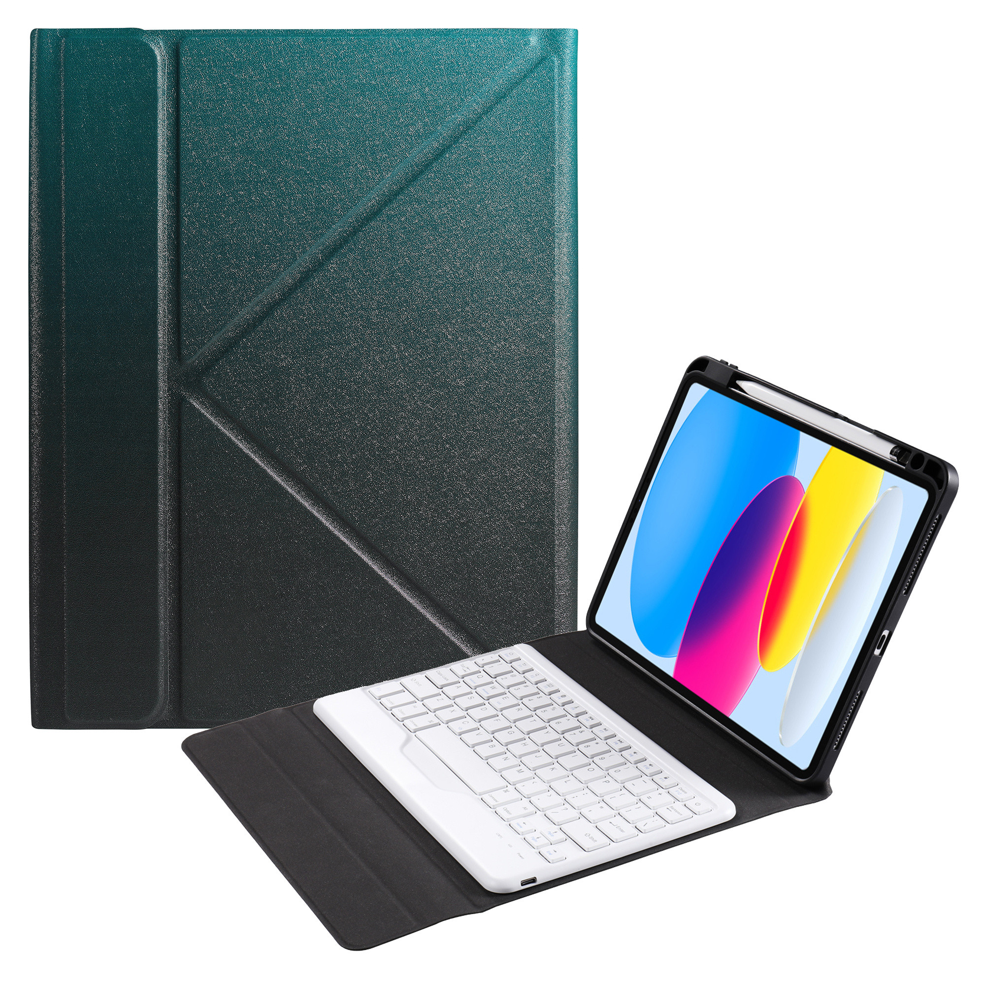 

B10 Für Ipad 10.9 (2022) Bluetooth -tastatur Tablet -schutzhülle Mit Stiftschlitz - Schwarzgrün, iPad 10.9 (2022)