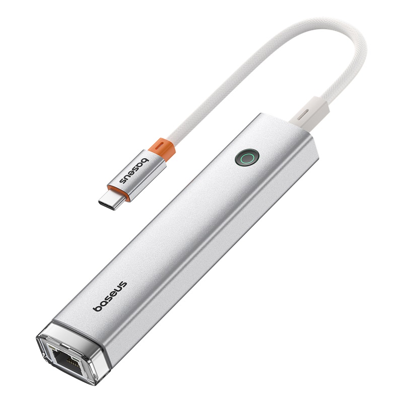 

Baseus Ultrajoy Series 5-портовый Концентратор Адаптер Type-C до Hd-порта+2xusb 3.0+PD+RJ45 - Морозный Серебро