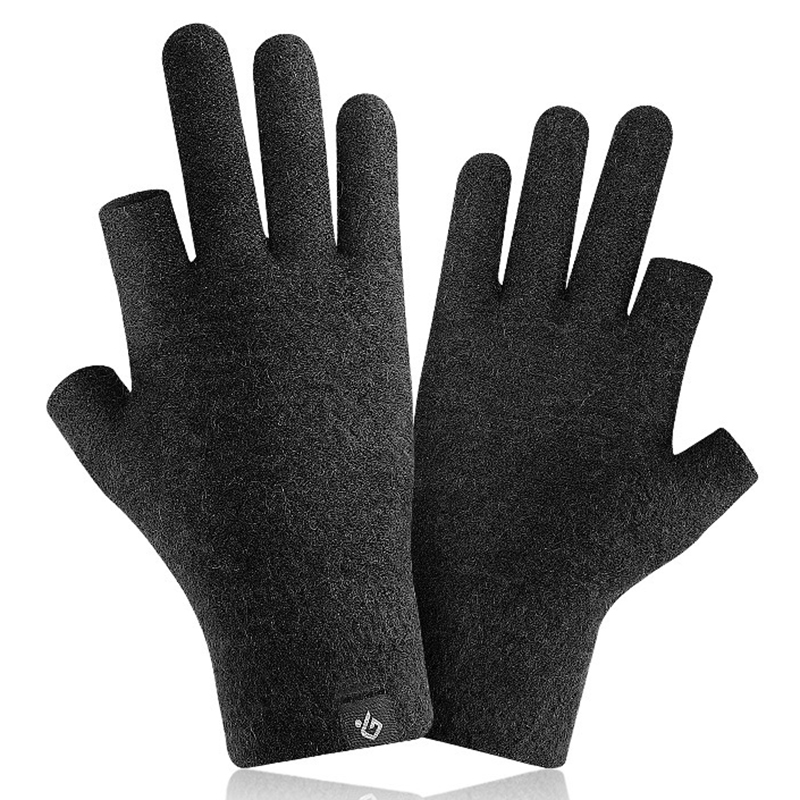 

Golovejoy DB68 Ein Paar Gestrickte Nickerchen Winterhandschuhe Wärme Handwärmer Zwei Halbfinger -design, um Den Telefonbildschirm zu Berühren - Schwarz