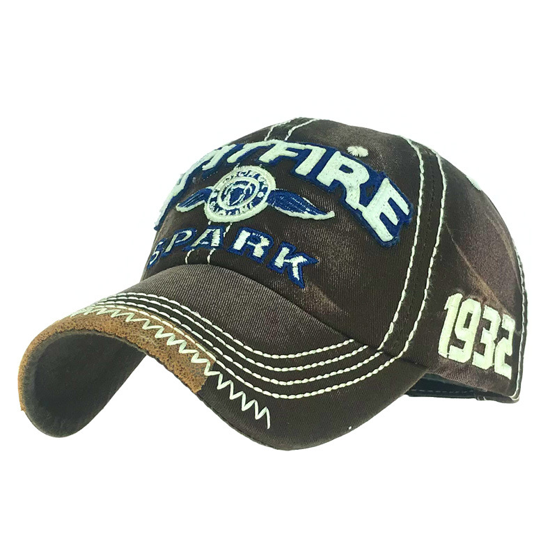 

Hip Hop Cap SPARK Letter Retro Embroidery Streetwear Sports Baseball Cap Sport Fitted Hat - Coffee