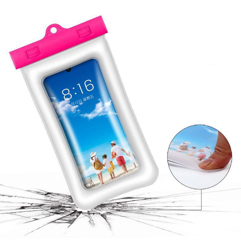 Deep IPX8 Waterproof Airbag TPU Floating Phone Bag for Under 6.4 inch Mobile Phones - Rose