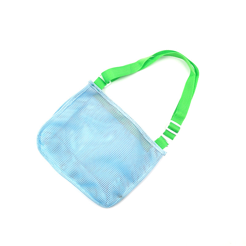

Mesh-durchsuchungsweg-reise-strandtasche Kinder Spielzeug Conch Shell Aufbewahrung Crossbody Tasche - Blau / Grüner Riemen