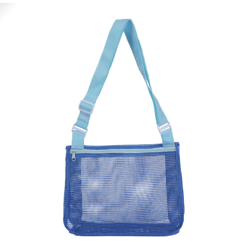 

Mesh-durchsuchungsweg-reise-strandtasche Kinder Spielzeug Conch Shell Aufbewahrung Crossbody Tasche - Saphir / Blauer Riemen
