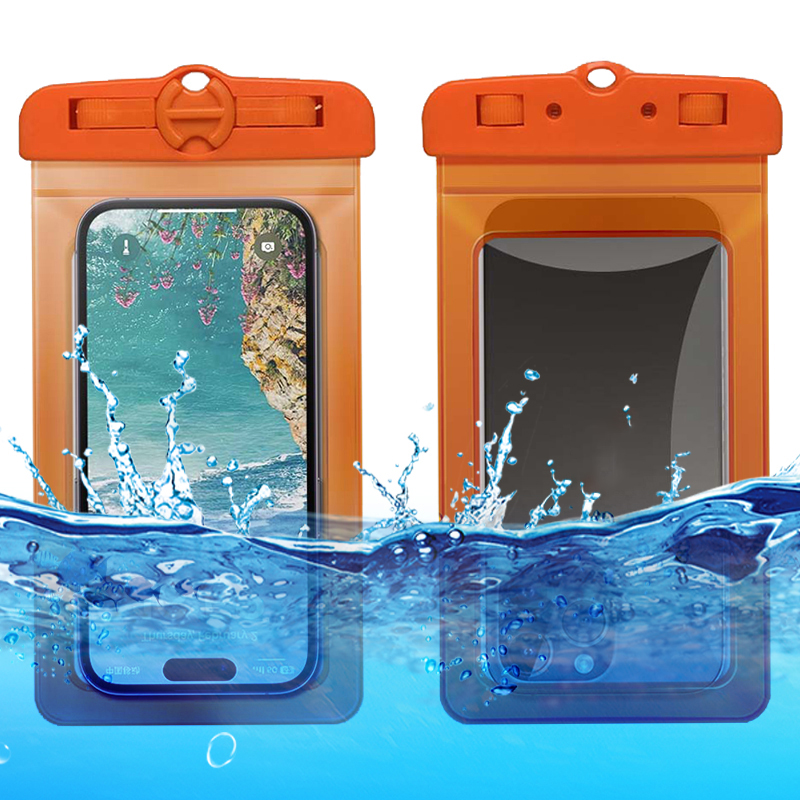 

6.5 '' Universal Water of Phone Beutel Dual Locks IPX8 Wasserdichte Telefonhalter PVC Clear Handy Trockenbeutel - Orange, Universal