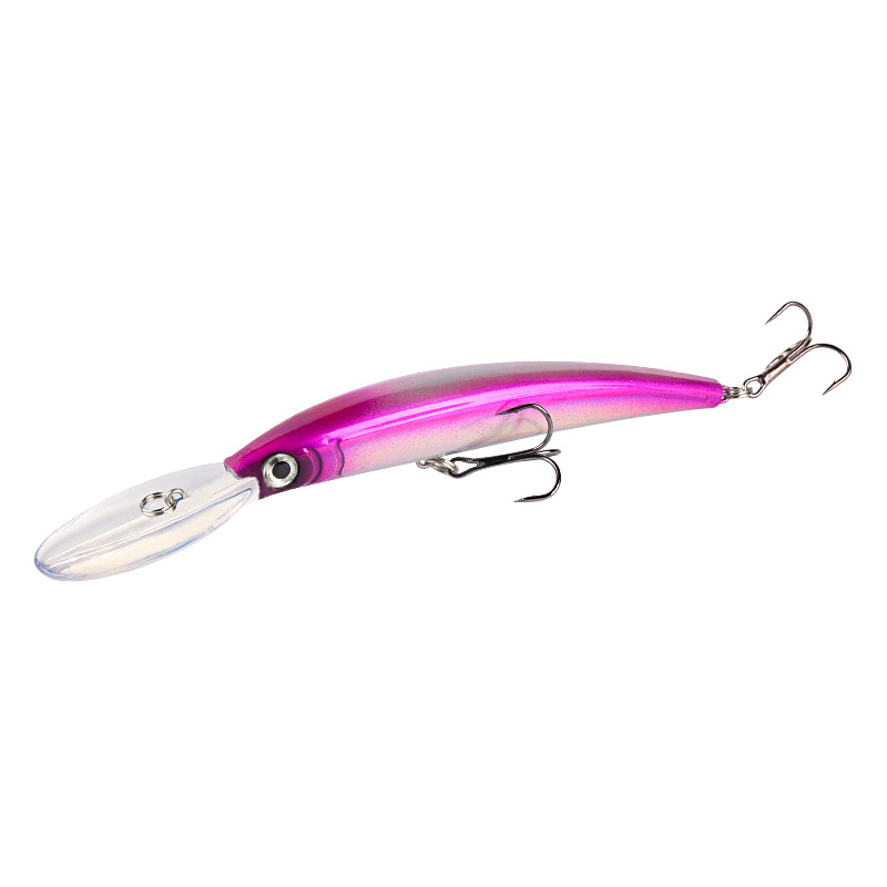 

XY-118 Fischereiköder 3d Nachahmung Lebensech Hard Bauch Minnow Crankbait Swimbait - Pink+lila