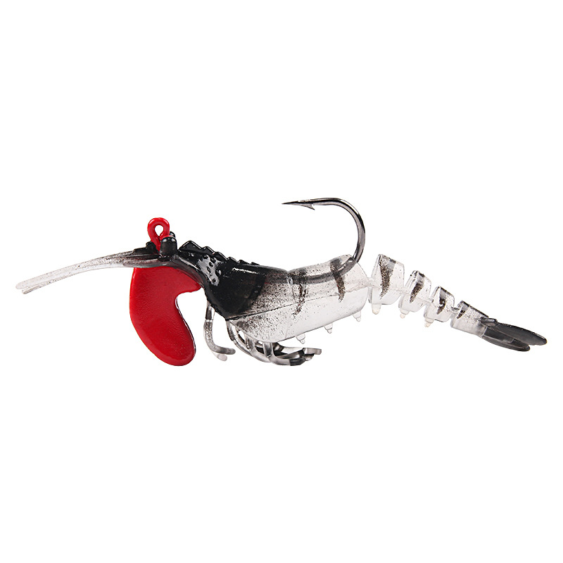 

XY-618 Simulation Garnelen Bionic Fish Bait Lifelike Silicon Weichfischereiköder Mit Haken - Schwarz+weiß