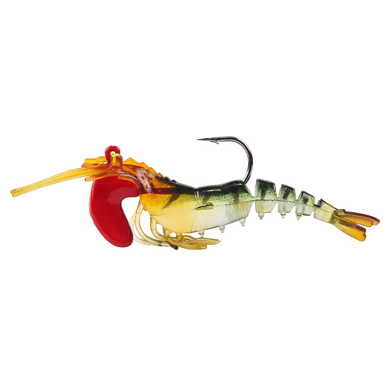 

XY-618 Simulation Garnelen Bionic Fish Bait Lifelike Silicon Weichfischereiköder Mit Haken - Transparent Grün