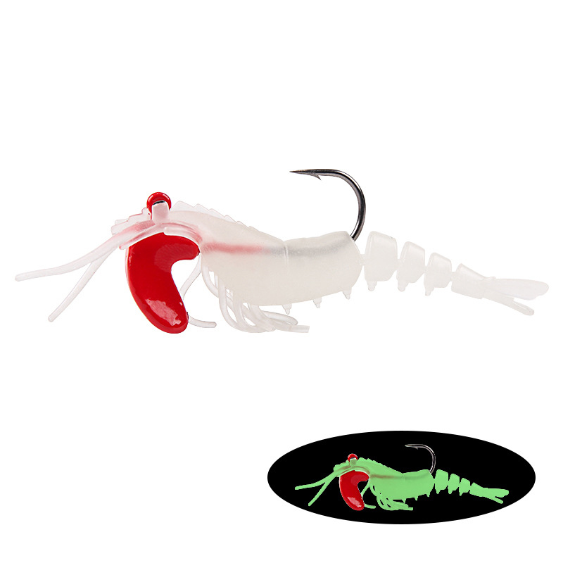 

XY-618 Simulation Garnelen Bionic Fish Bait Lifelike Silicon Weichfischereiköder Mit Haken - Leuchtender Weißer Körper