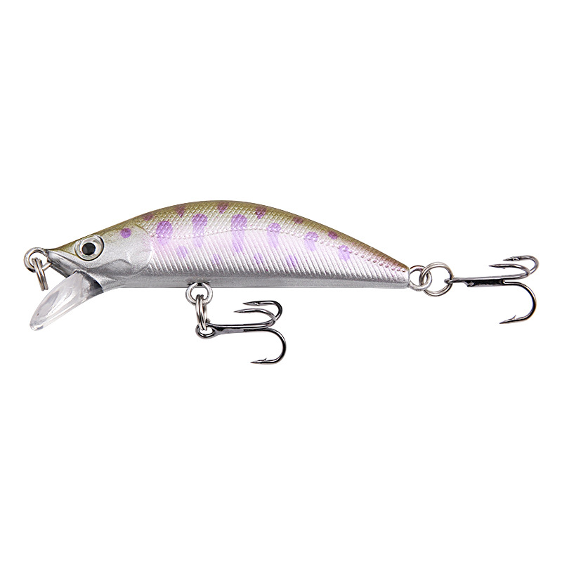 

XY-613 Doppelhaken 3d Augen Lebensechter Minnow Fischerei Laser Laser Bauch Hard Bionic Fish Köder - Lila Punkt+cyan Rücken