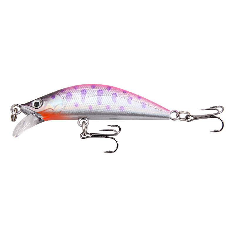 

XY-613 Doppelhaken 3d Augen Lebensechter Minnow Fischerei Laser Laser Bauch Hard Bionic Fish Köder - Rosa Rücken+lila