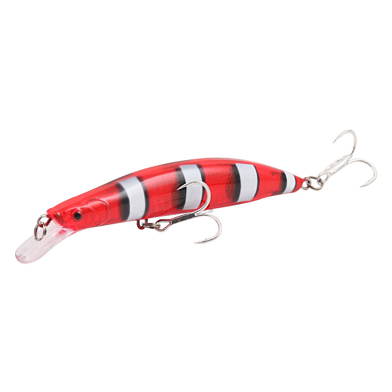 

XY-614 Dual Hooks Lebenseähnliche Fischereiköder Tackle Bait Hard Abs Sinkende Minnow Crankbait - Weiß+rot