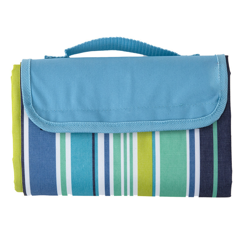0210 145x165cm Portable Outdoor Camping Picnic Mat 600D Oxford Cloth Waterproof Lawn Beach Mat - Blue Stripe