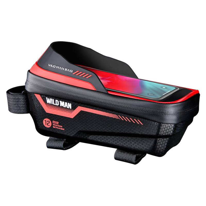 

Wild Man ES12 MTB Bike Strahlrohrspeicherbeutel Hart Eva+pu Cycling Beutel TPU Screentouch Film Telefonhalter - Rot