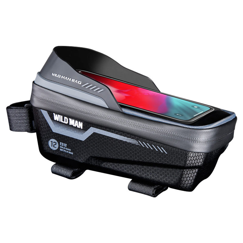 

Wild Man ES12 MTB Bike Strahlrohrspeicherbeutel Hart Eva+pu Cycling Beutel TPU Screentouch Film Telefonhalter - Grau
