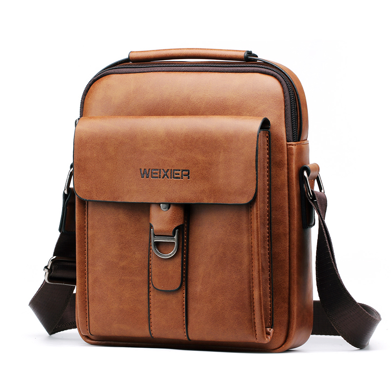 

WEIXIER 8606 Men Casual PU Leather Multi-pockets Crossbody Single Shoulder Bag - Brown