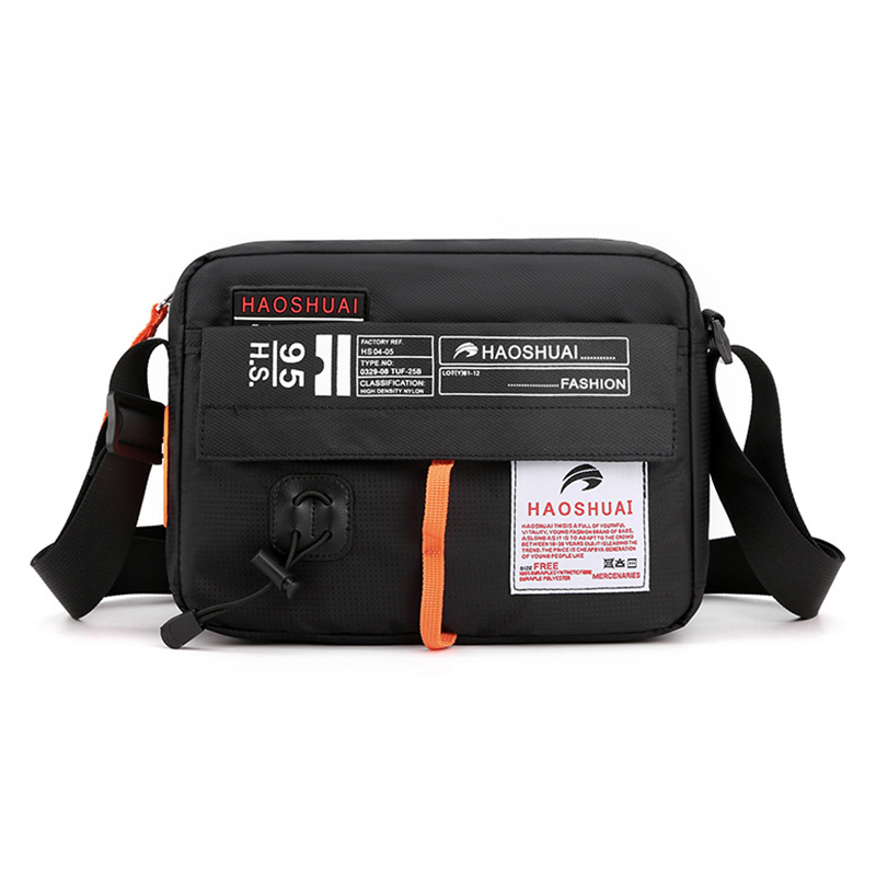 

Haoshuai 204# Männer Umhängetasche Nylon Messenger Bag Crossbody -geldbörse Wasserresistent Für Business Office School - Schwarz