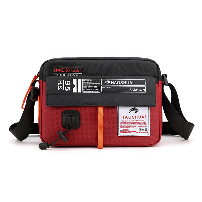 

Haoshuai 204# Männer Umhängetasche Nylon Messenger Bag Crossbody -geldbörse Wasserresistent Für Business Office School - Rot