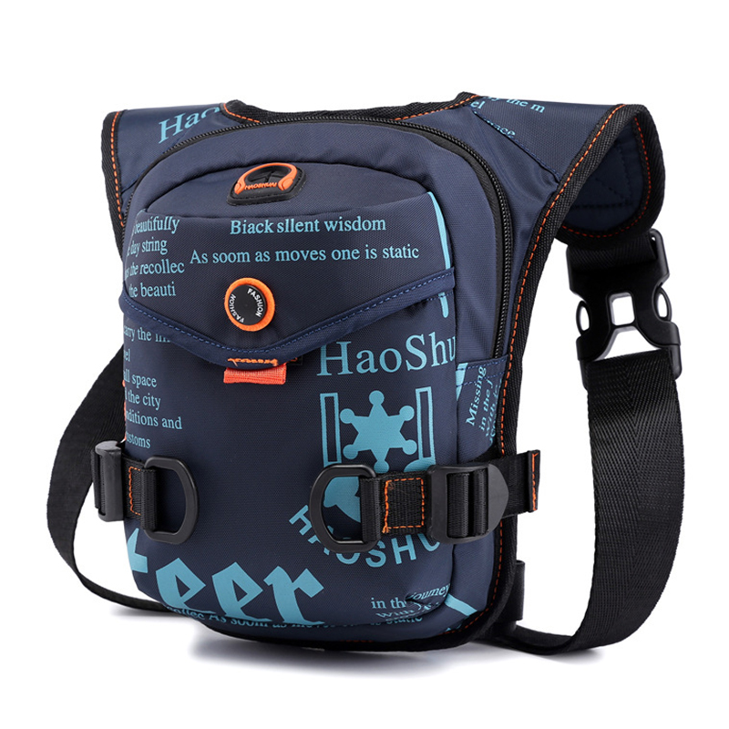 

Haoshuai 5126# Nylon Drop Bein Bag Wanderpack Für Männer Taktische Motorradradfahrradfahrrad -fanny -beutel - Dunkelblau