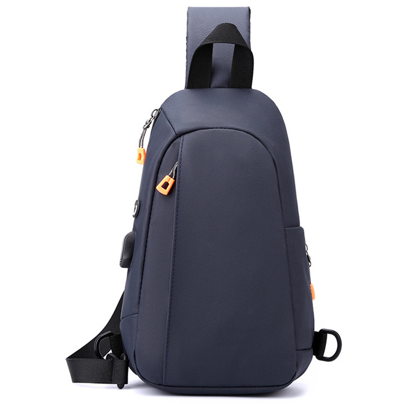 

Stilvolle Oxford -stoffmänner Eins Schulterkastentasche Casual Crossbody Tasche Mit USB -ladeanschluss - Blau