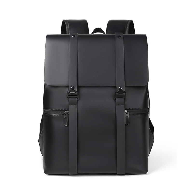

B679 Stylish Casual PU Leder Rucksack Wasserdichte Laptop Dual Schultern Tasche - Schwarz