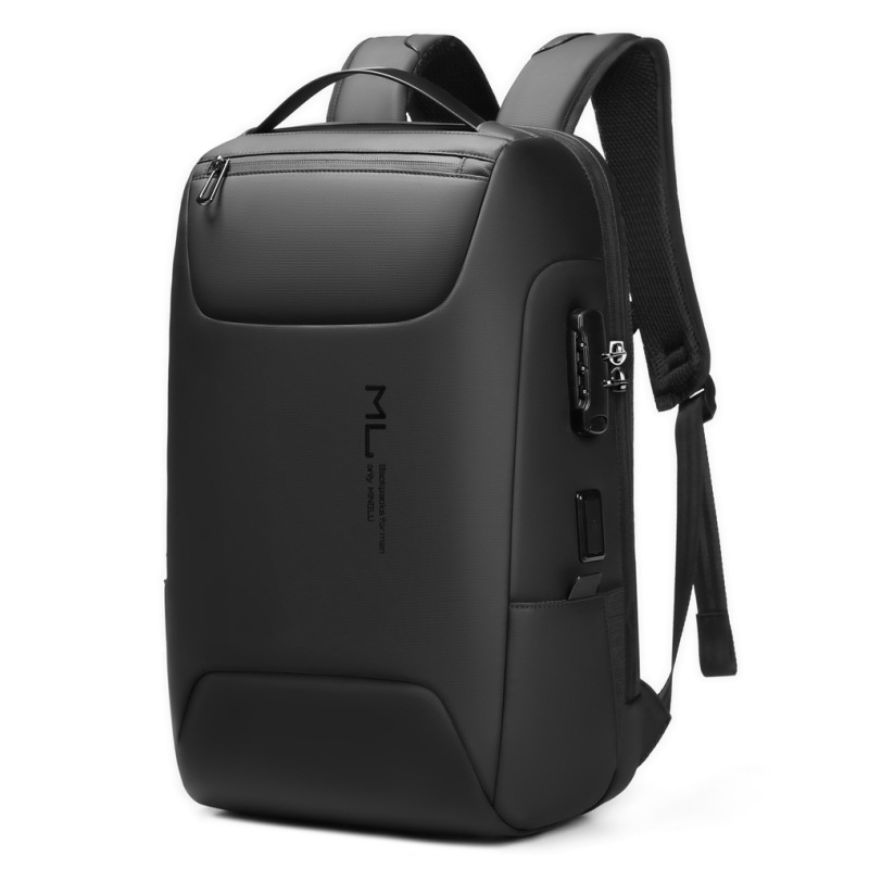 

Minglu 22087 20-35L Polyester Laptop Rucksack Usb-anschluss Außerhalb Reisetasche Notebook Computer Schultern Tasche - Schwarz